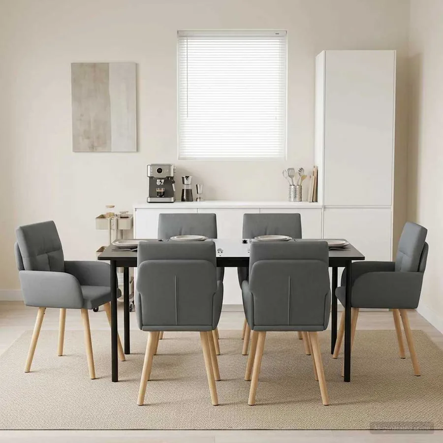 Chaises de salle à manger 6 pcs Tissu Gris foncé