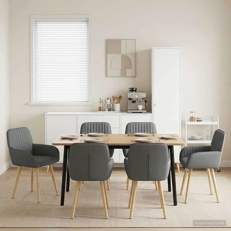 Chaises de salle à manger 6 pcs Tissu Gris foncé