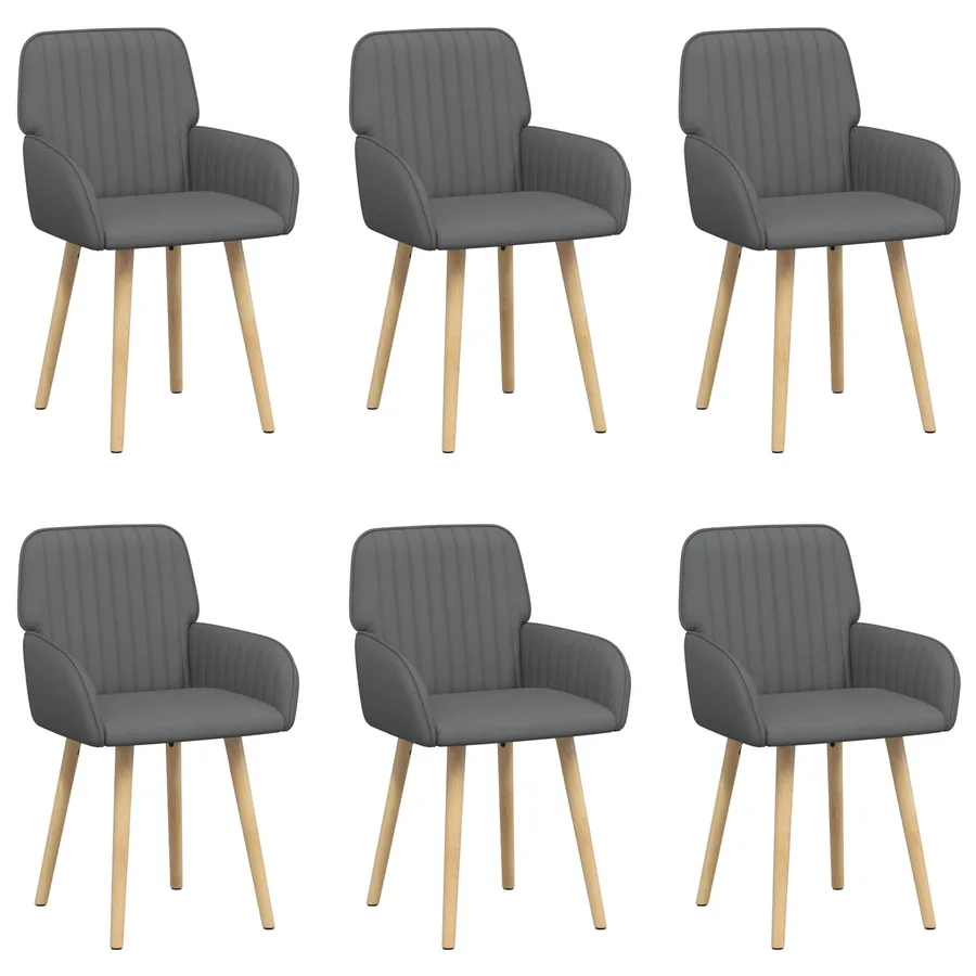 Chaises de salle à manger 6 pcs Tissu Gris foncé - 2