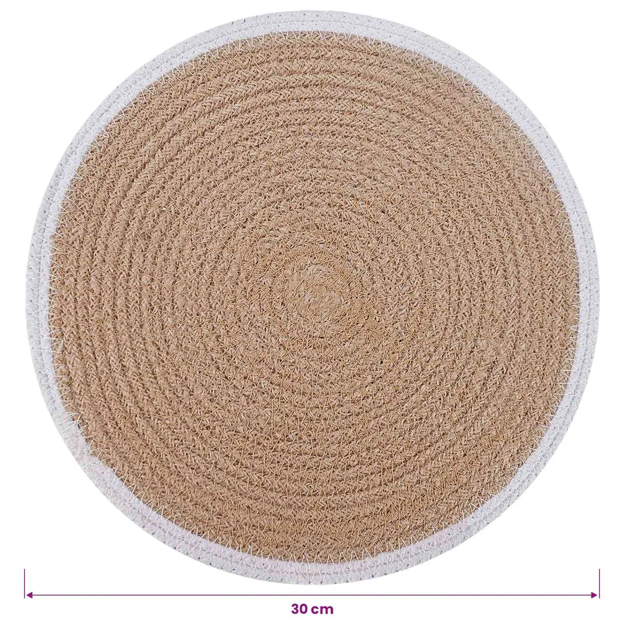 Placemets en jute 12 pcs Naturel et Blanc Ø 30 cm - 5