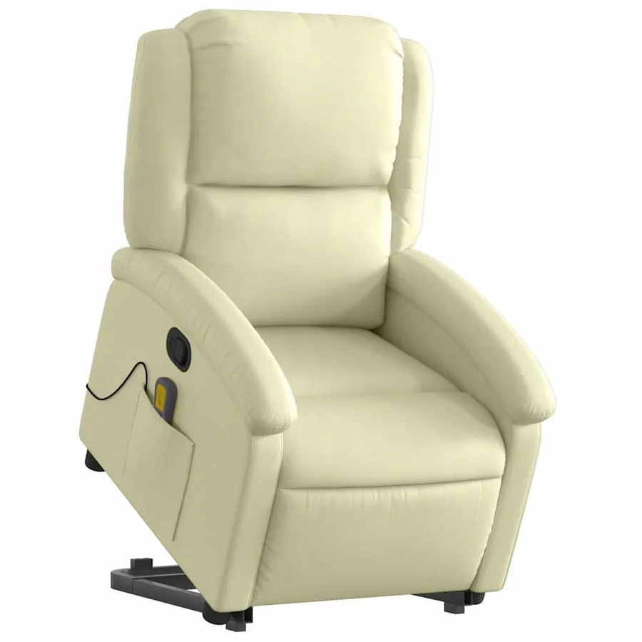 Fauteuil inclinable crème cuir véritable - 3