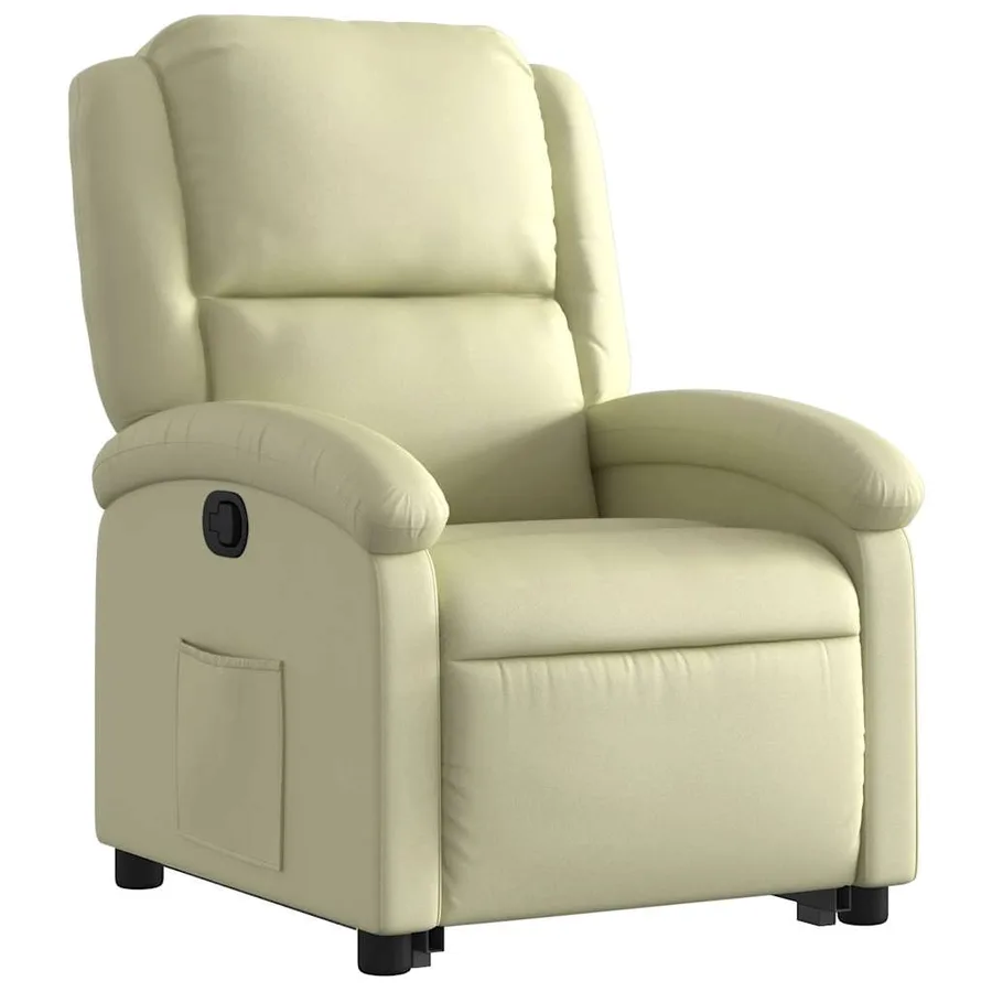 Fauteuil inclinable crème cuir véritable - 4