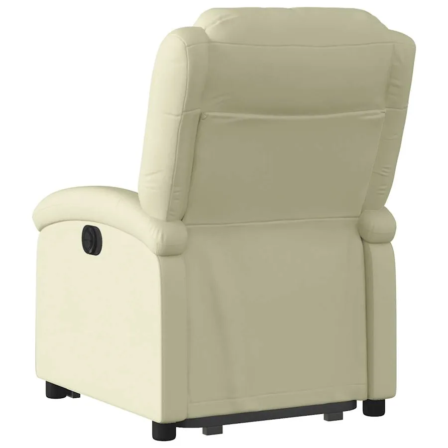 Fauteuil inclinable crème cuir véritable - 5