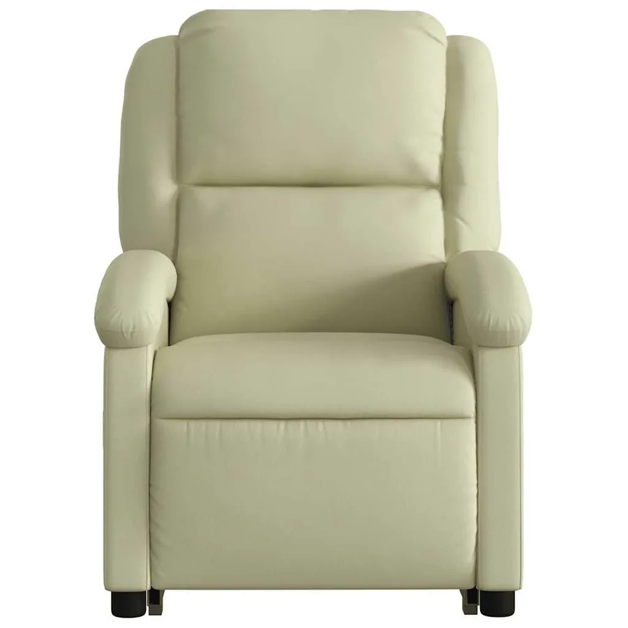 Fauteuil inclinable crème cuir véritable - 9