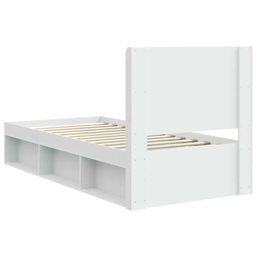 Cadre de lit avec rangement et tête de lit Blanc 100 x 200 cm - 7