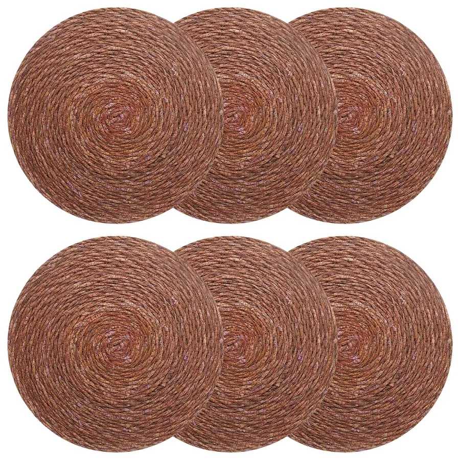 Dessous de verre en herbe marine 6 pcs Marron Ø 30 cm