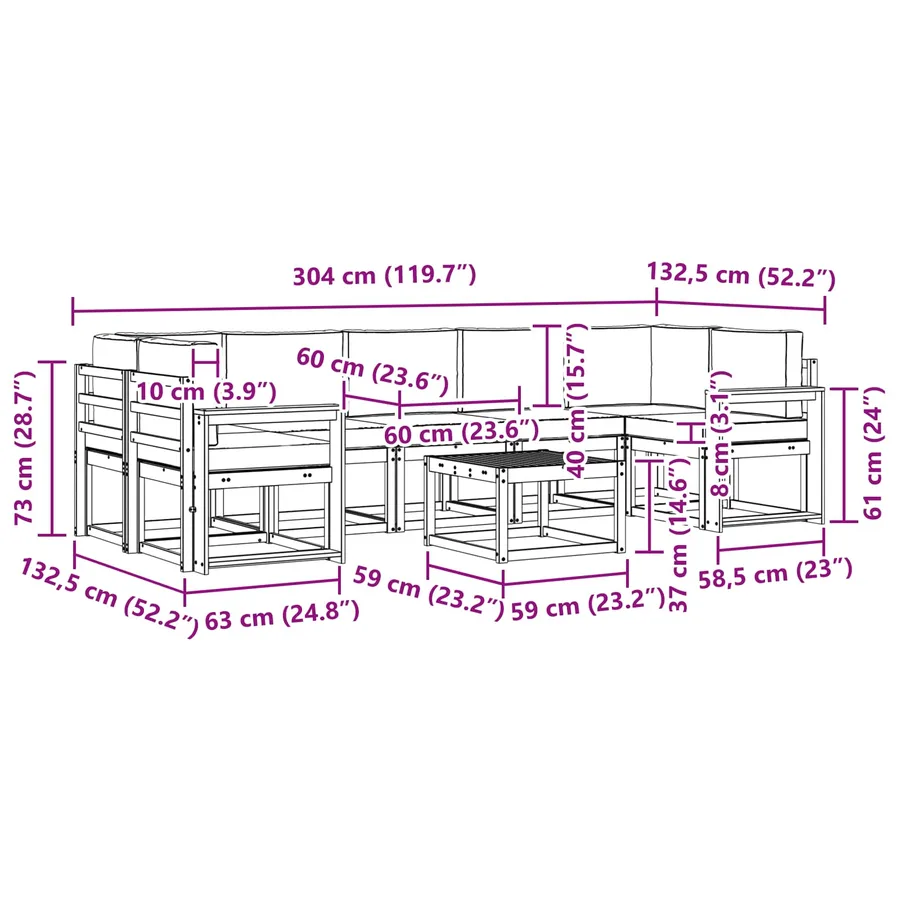 Ensemble de canapés d'extérieur 6 pcs - 7
