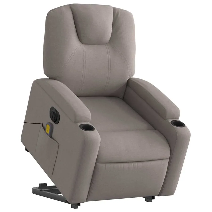 Fauteuil inclinable de massage électrique Taupe Tissu - 3