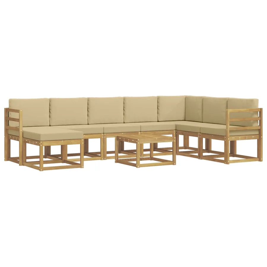 Ensemble de canapés d'extérieur 9 pcs Blanc et Beige - 2