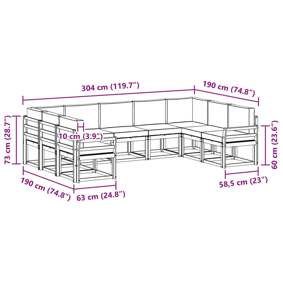 Ensemble de canapés d'extérieur 9 pcs Blanc et crème - 8
