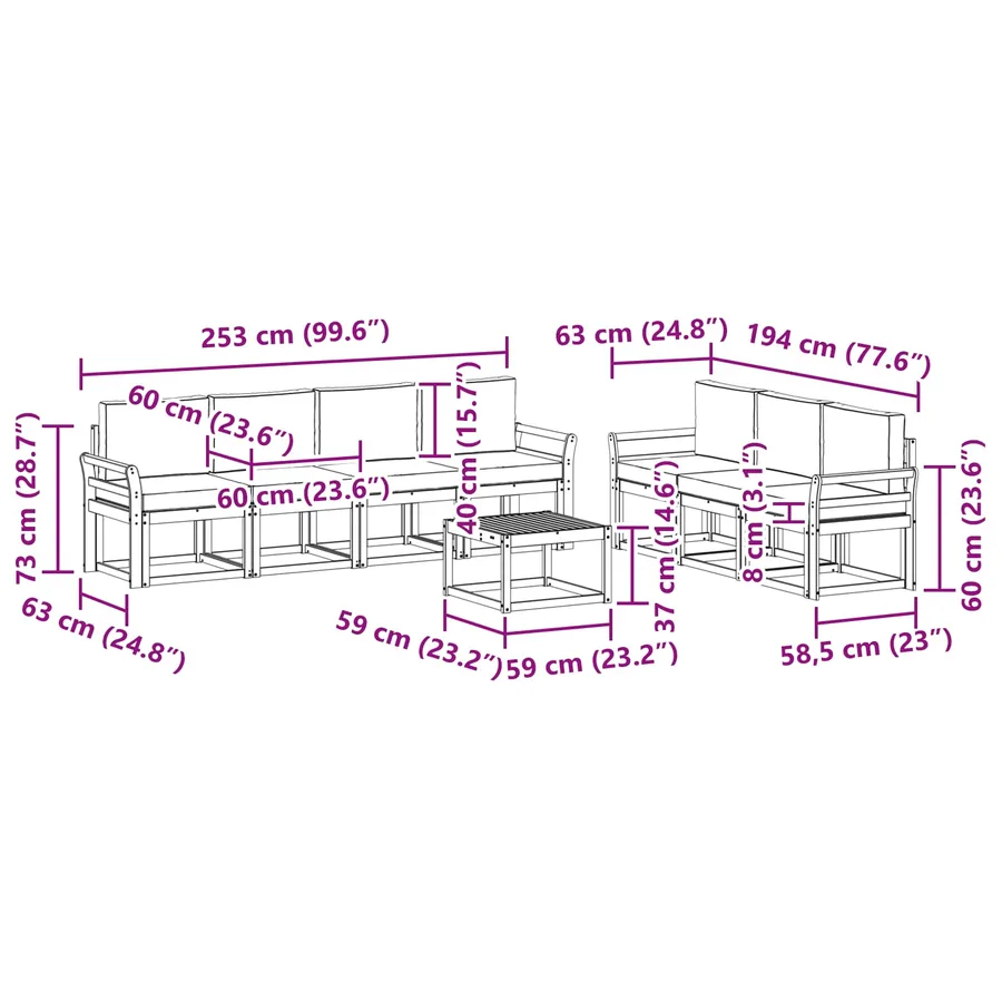Ensemble de canapés d'extérieur 7 pcs - 7