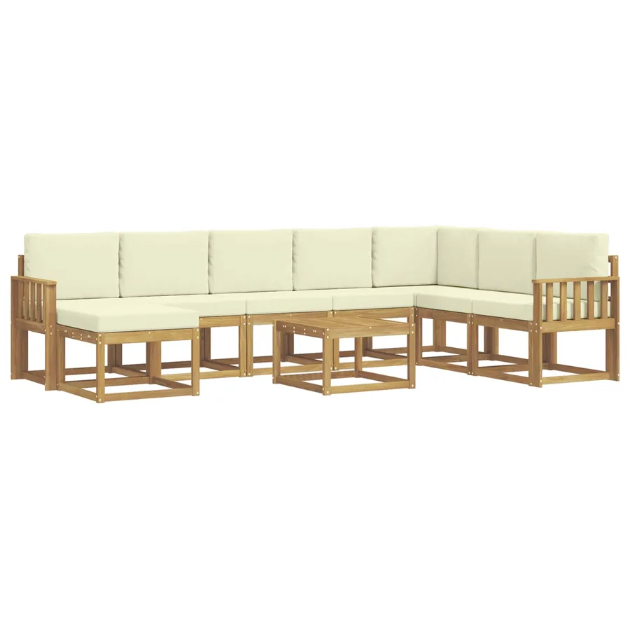 Ensemble de canapés d'extérieur 9 pcs Blanc et crème - 2