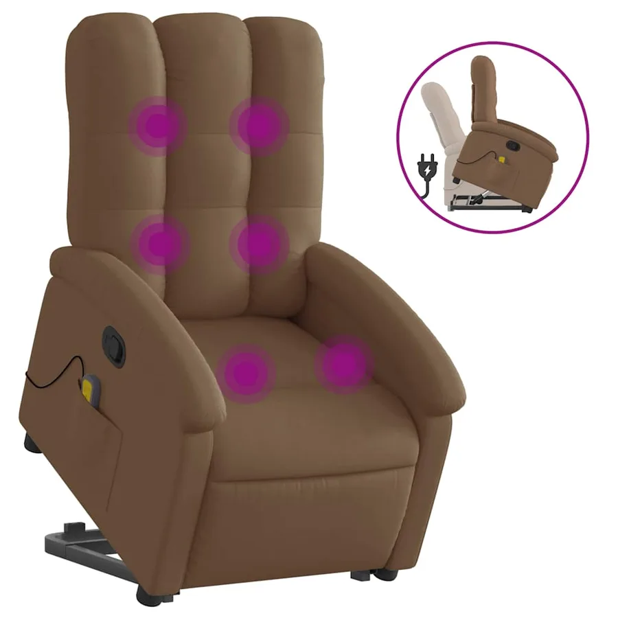 Fauteuil de massage inclinable Marron Tissu - 2