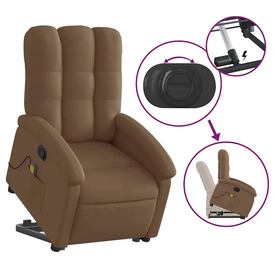 Fauteuil de massage inclinable Marron Tissu - 6