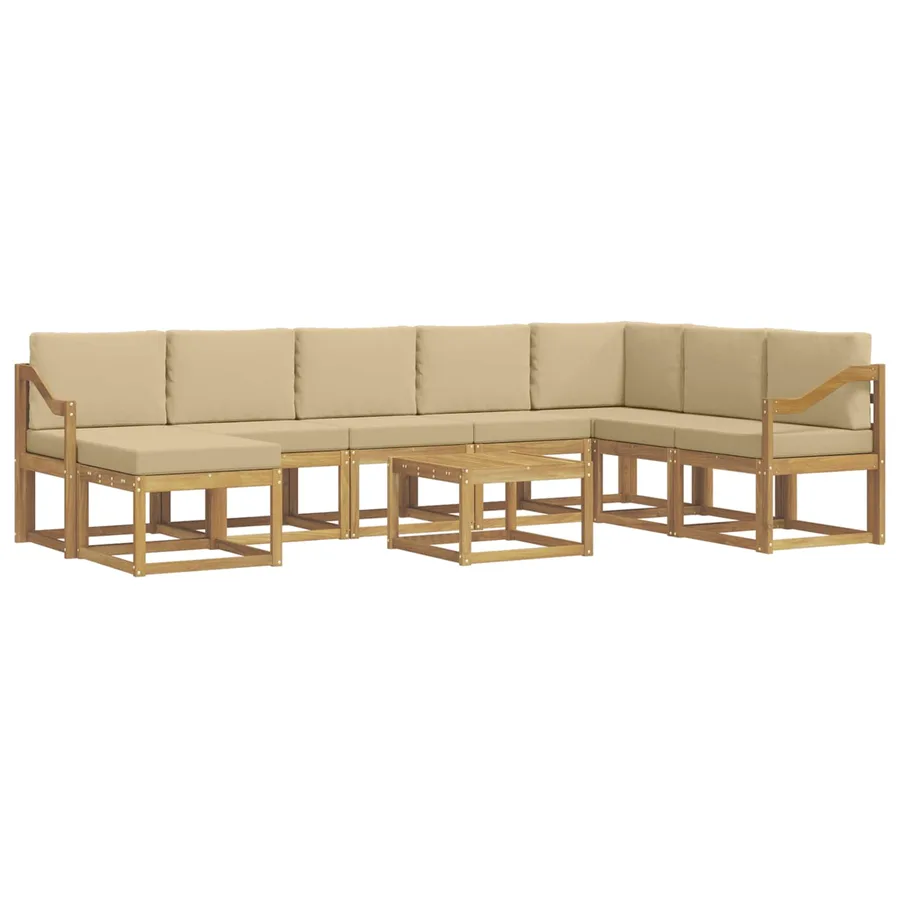 Ensemble de canapés d'extérieur 9 pcs Blanc et Beige - 2