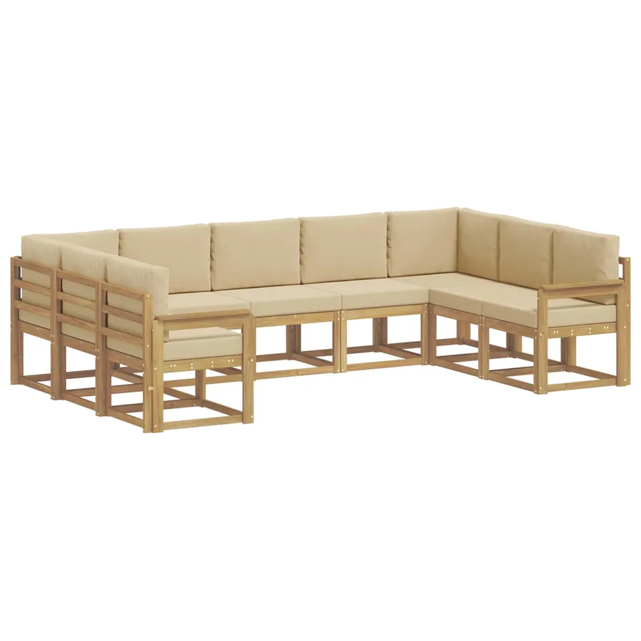 Ensemble de canapés d'extérieur 9 pcs Blanc et Beige - 2