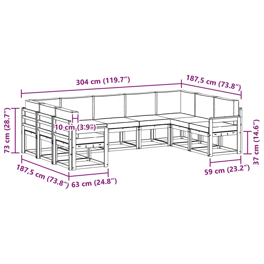 Ensemble de canapés d'extérieur 9 pcs Blanc et Beige - 8