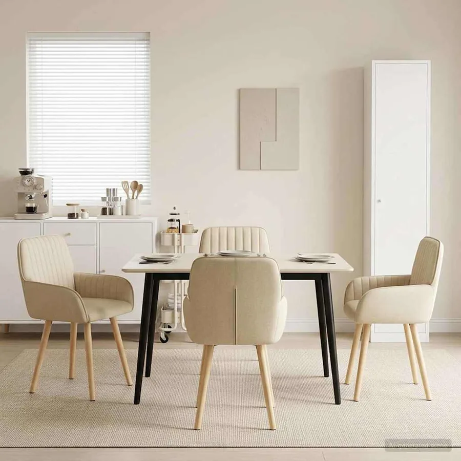 Chaises de salle à manger 4 pcs Tissu Crème 56,5 x 50 x 87,5 cm