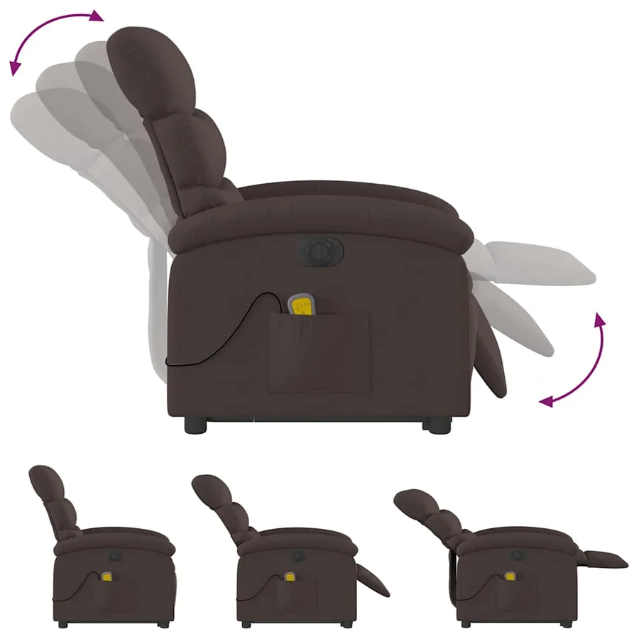Fauteuil inclinable de massage électrique Marron foncé Tissu - 7