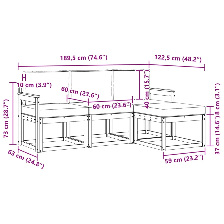 Ensemble de canapés d'extérieur 4 pcs - 6