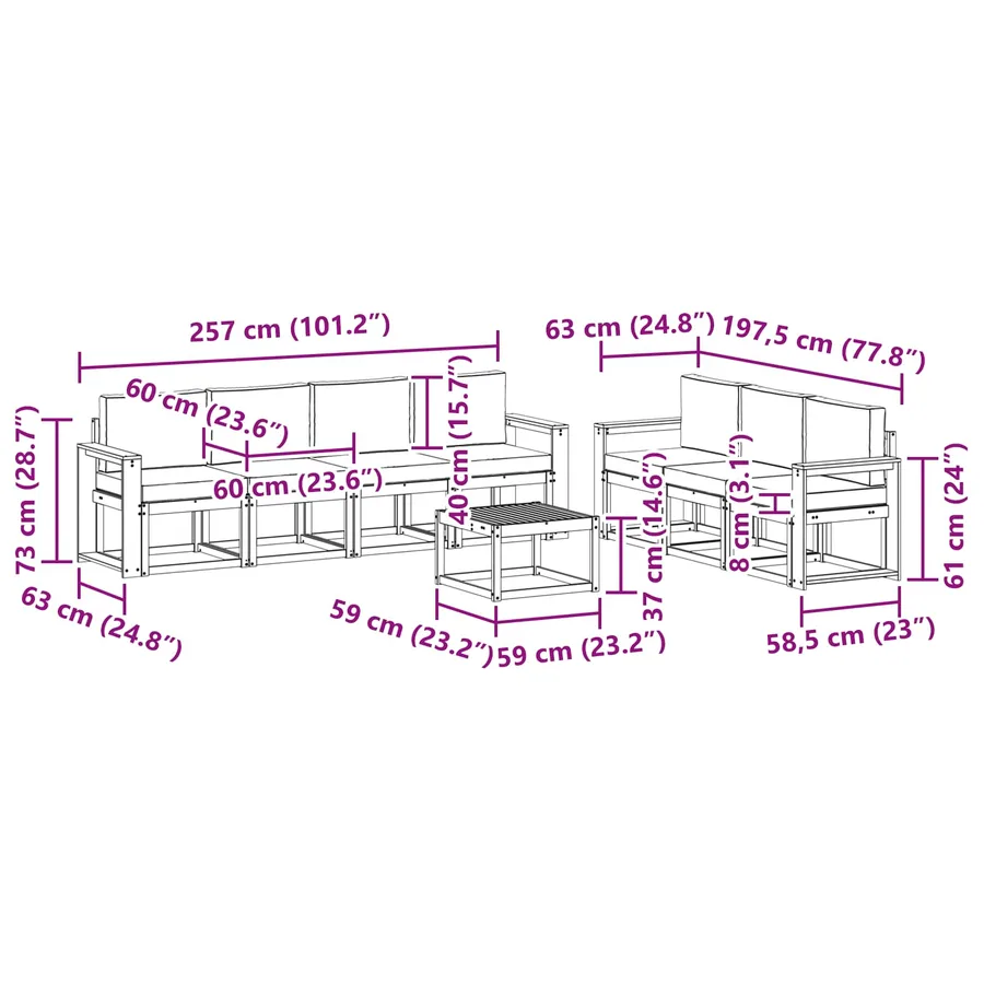 Ensemble de canapés d'extérieur 7 pcs - 7