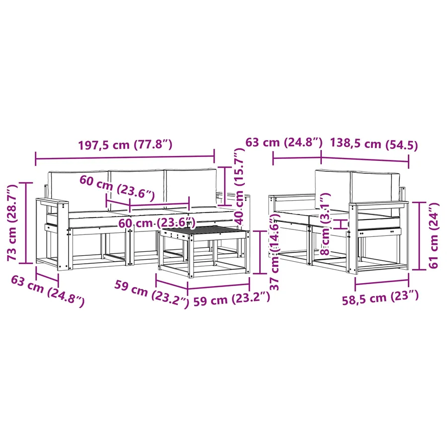Ensemble de canapés d'extérieur 6 pcs - 7