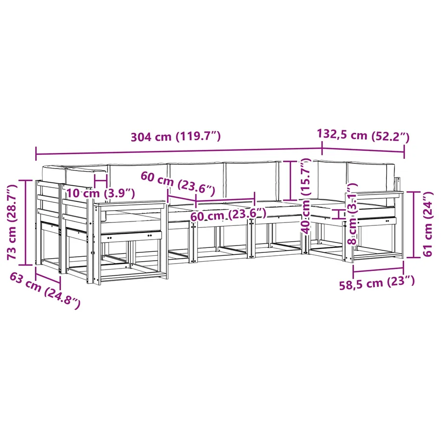 Ensemble de canapés d'extérieur 7 pc Blanc et anthracite - 7