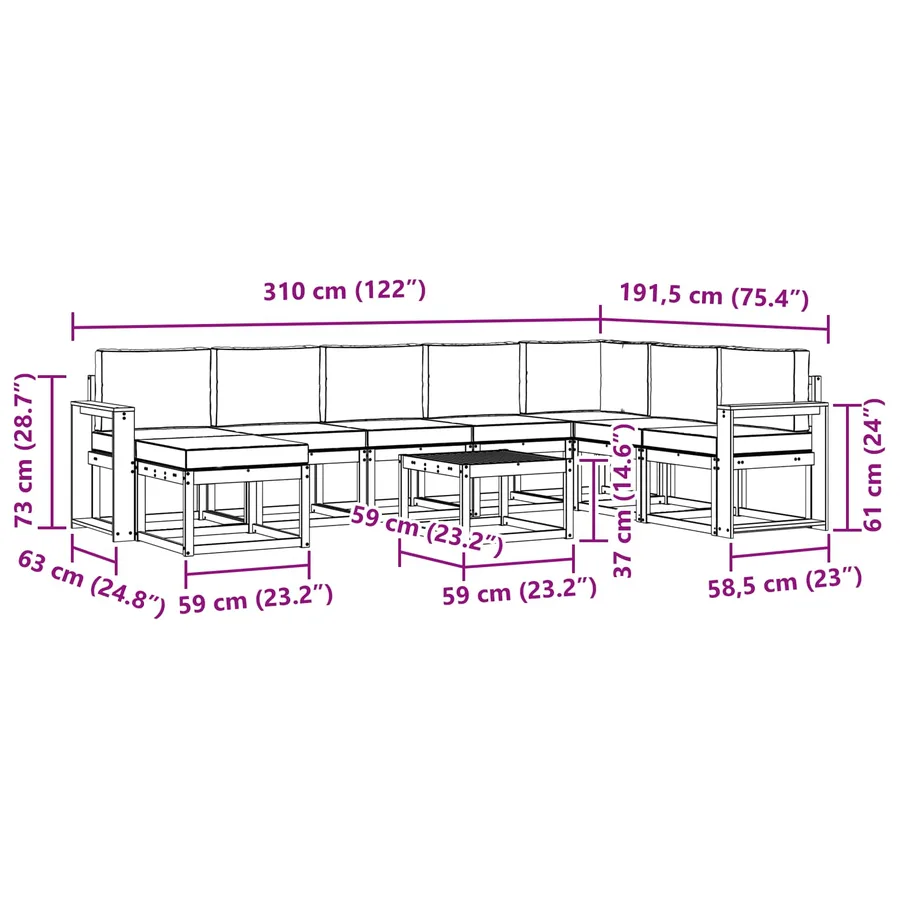 Ensemble de canapés d'extérieur 9 pcs Blanc et anthracite - 8