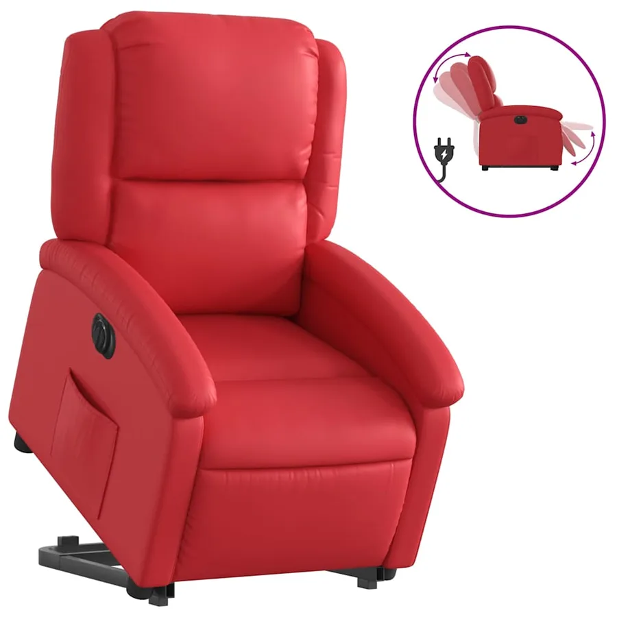 Fauteuil inclinable électrique rouge similicuir - 2