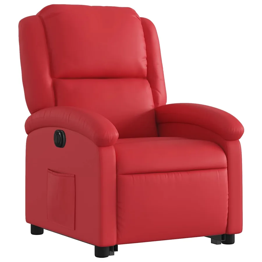 Fauteuil inclinable électrique rouge similicuir - 4