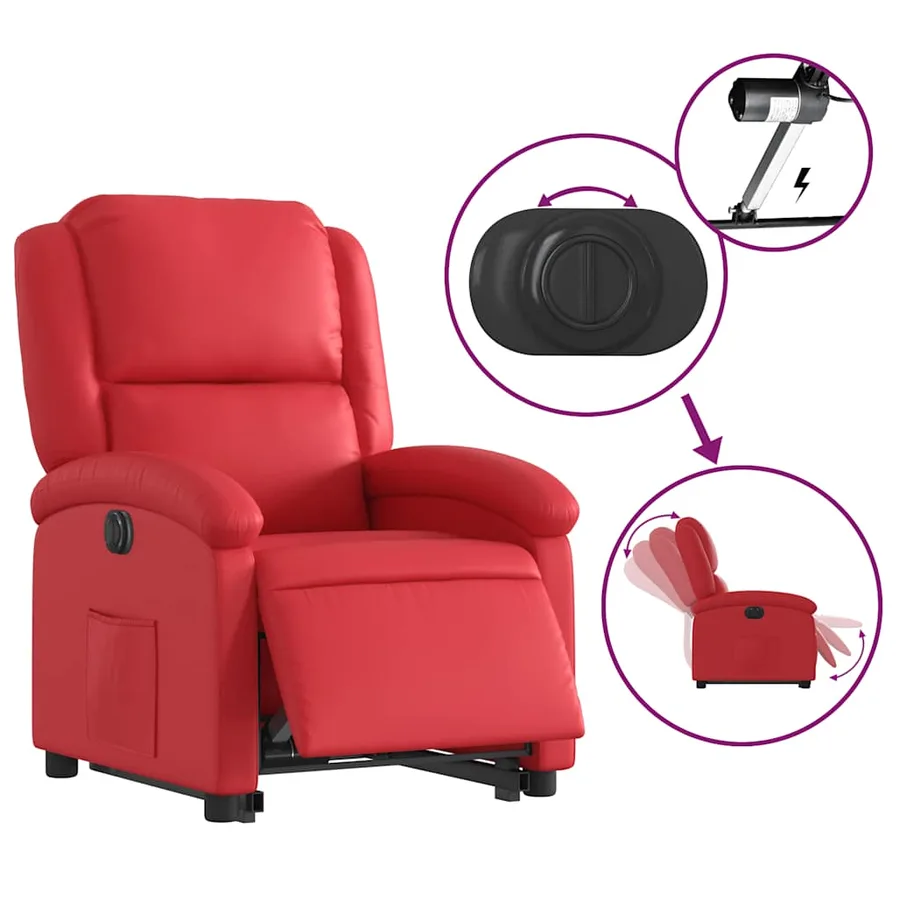 Fauteuil inclinable électrique rouge similicuir - 6