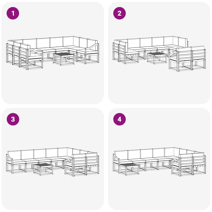 Ensemble de canapés d'extérieur 10 pcs Blanc et anthracite - 7