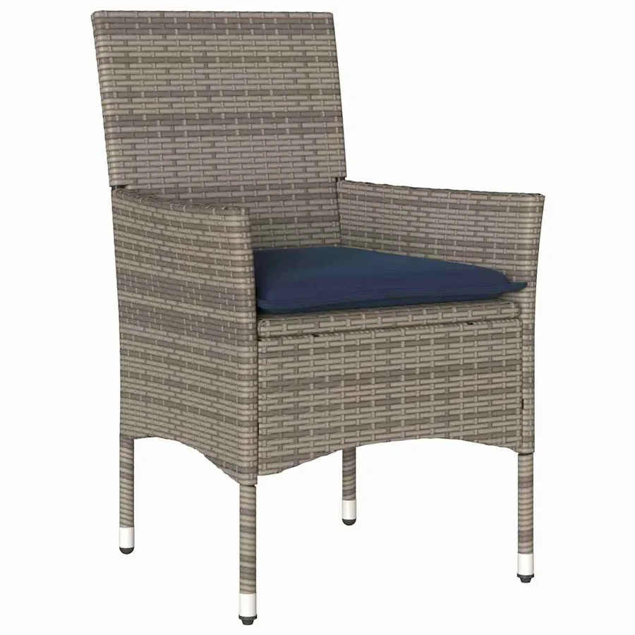 Ensemble table et chaises avec coussin 7 pcs Gris Rotin PE - 6