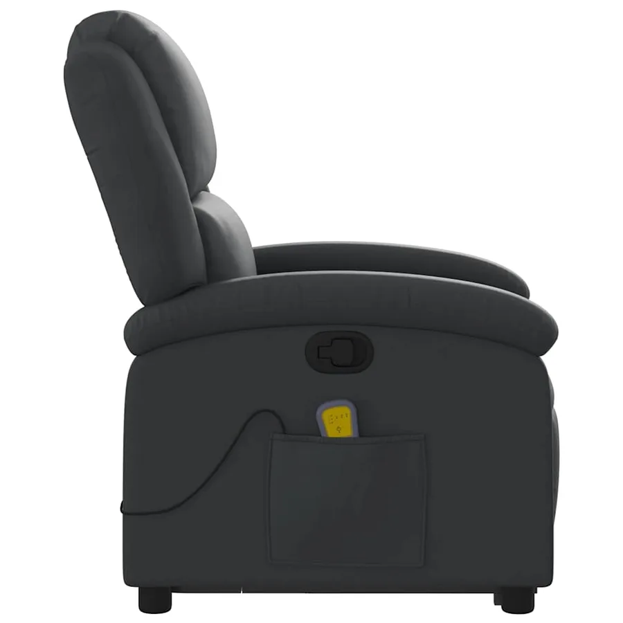 Fauteuil inclinable de massage noir cuir véritable - 10