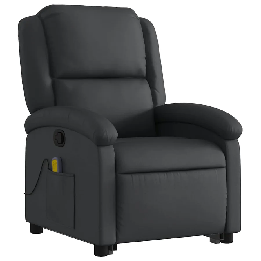 Fauteuil inclinable de massage noir cuir véritable - 4