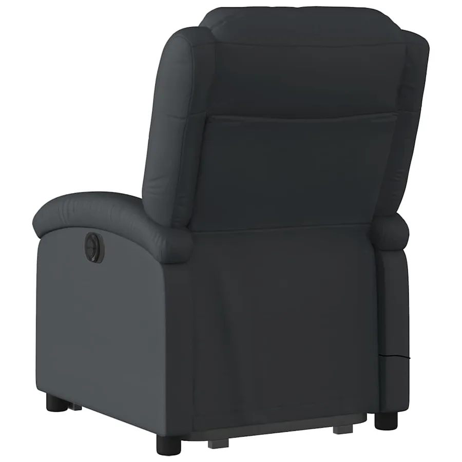 Fauteuil inclinable de massage noir cuir véritable - 5