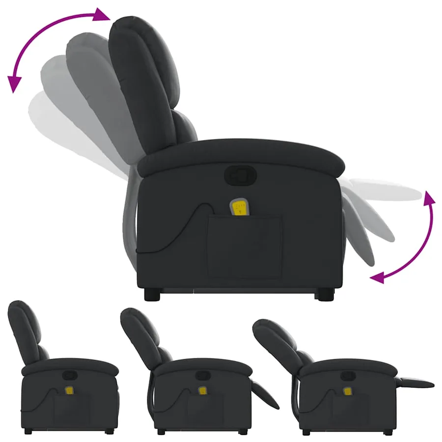Fauteuil inclinable de massage noir cuir véritable - 7
