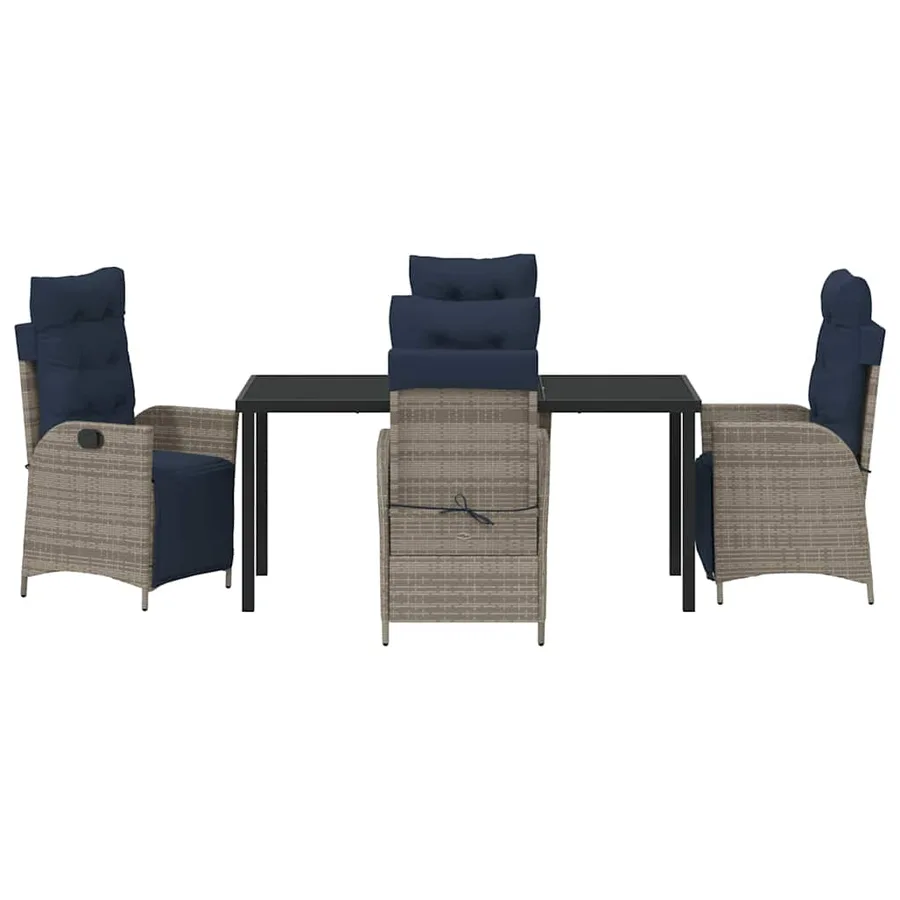 Ensemble de salle à manger pour jardin 5 pcs Gris et Noir Rotin - 7