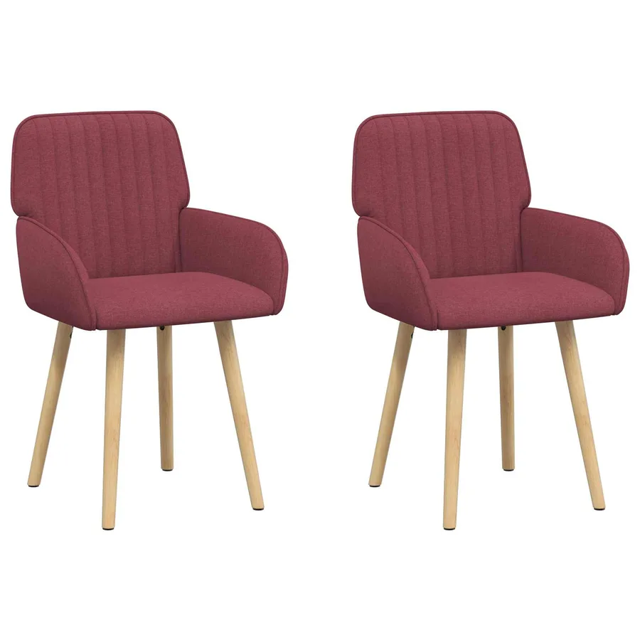 Chaises de salle à manger 2 pcs Tissu Bordeaux - 2