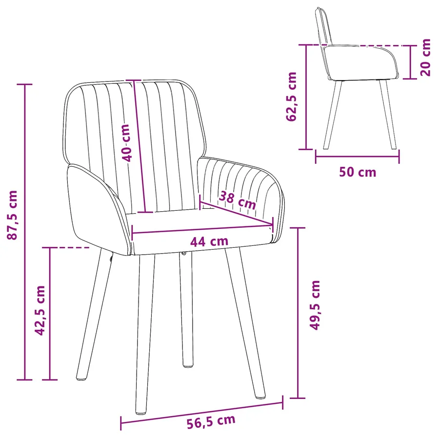 Chaises de salle à manger 2 pcs Tissu Bordeaux - 8