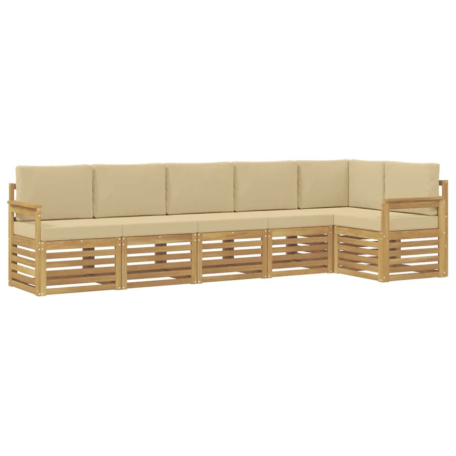 Ensemble de canapés d'extérieur 6 pcs Blanc et Beige - 2