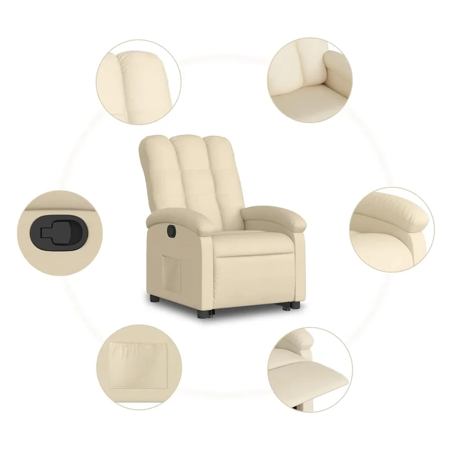 Fauteuil inclinable Crème Tissu - 8