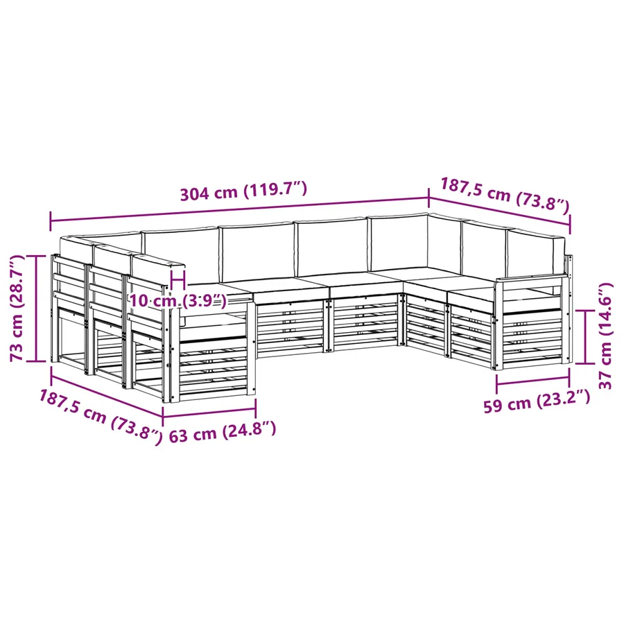Ensemble de canapés d'extérieur 7 pcs Blanc et gris clair - 8