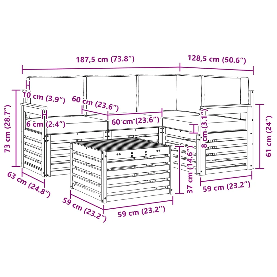Ensemble de canapés d'extérieur 5 pcs Blanc et anthracite - 7