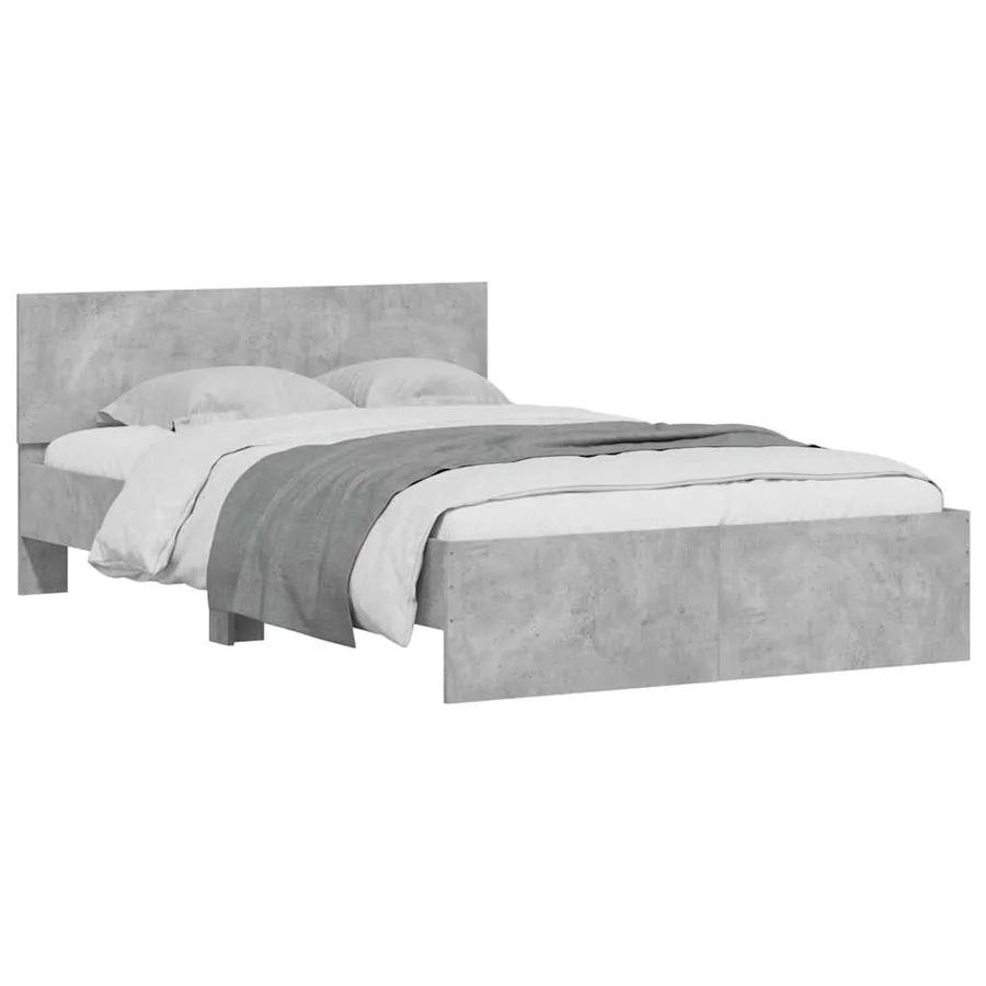 Cadre de lit avec tête de lit et LED gris béton 135x190 cm - 5