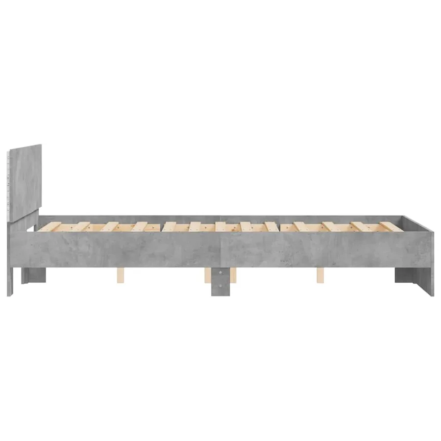 Cadre de lit avec tête de lit et LED gris béton 135x190 cm - 8