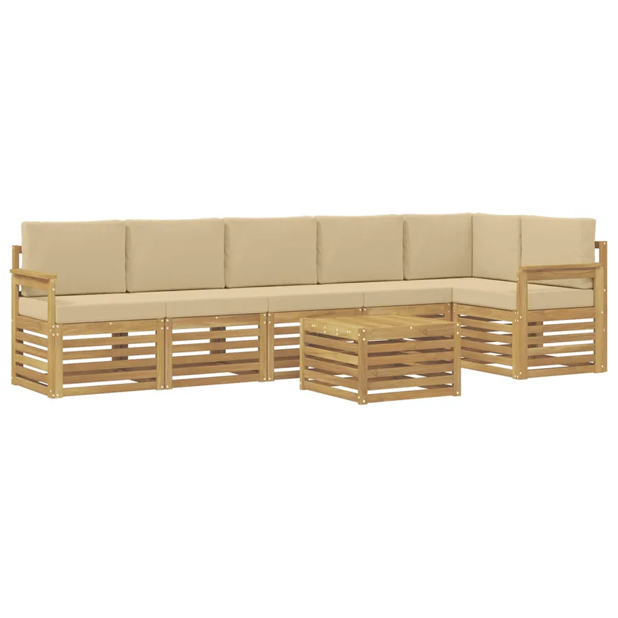 Ensemble de canapés d'extérieur 7 pcs Blanc et Beige - 2