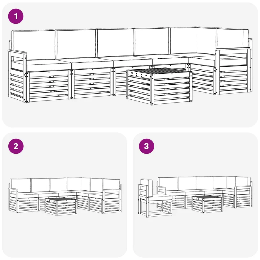 Ensemble de canapés d'extérieur 7 pcs Blanc et Beige - 7