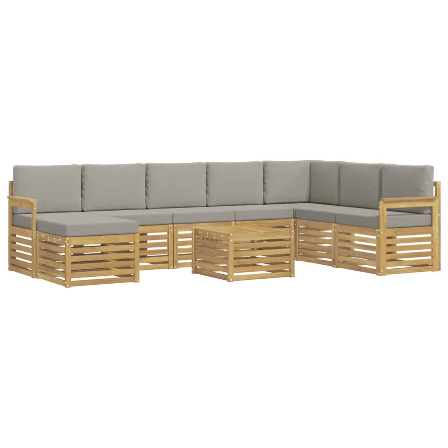 Ensemble de canapés d'extérieur 7 pcs Blanc et gris clair - 2