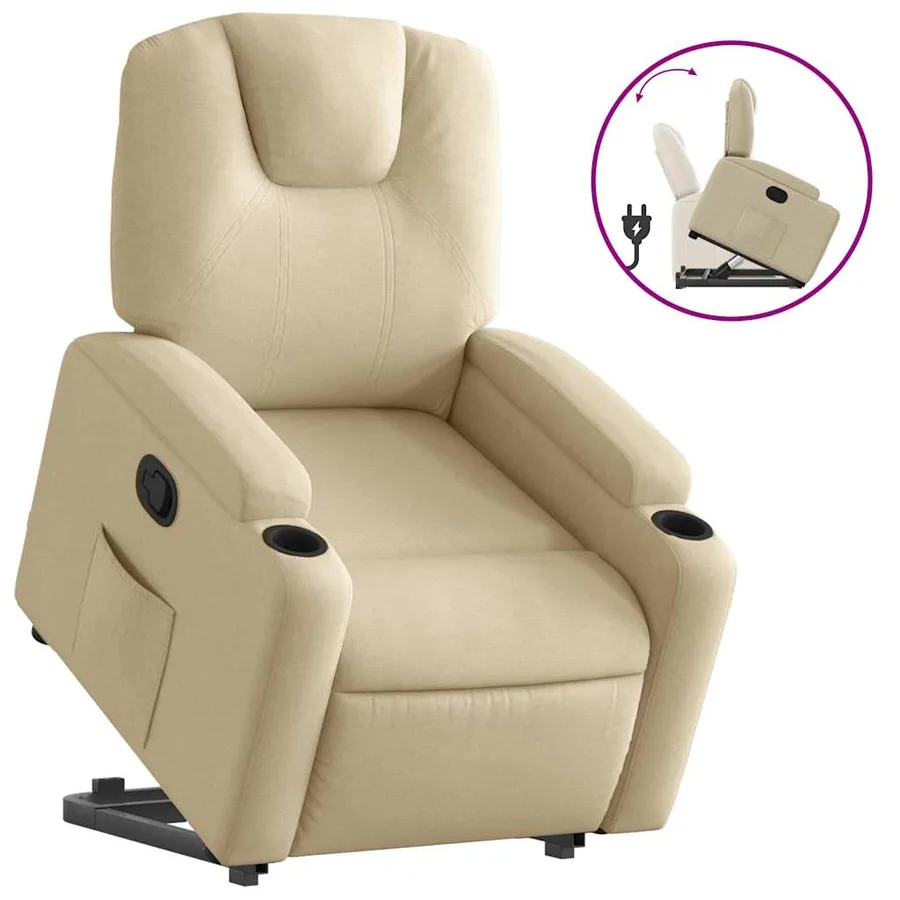 Fauteuil inclinable Crème Tissu - 2